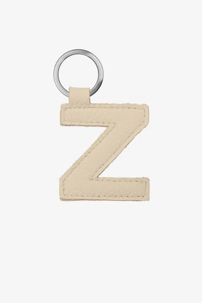 Los Angeles Apparel Rlh520 - Leather Alphabet Keychain In Z Bone