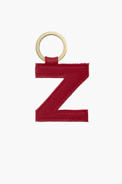 Los Angeles Apparel Rlh520 - Leather Alphabet Keychain In Z Cherry Red