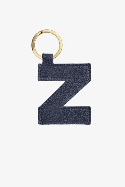Los Angeles Apparel Rlh520 - Leather Alphabet Keychain In Z Navy