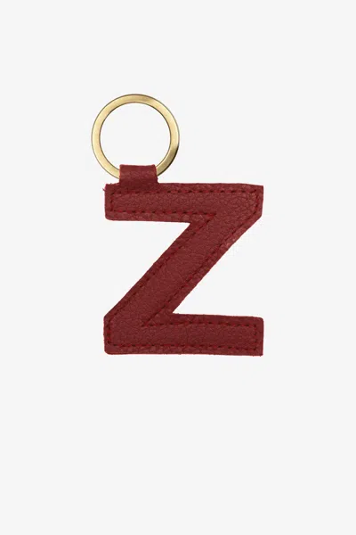 Los Angeles Apparel Rlh520 - Leather Alphabet Keychain In Z Oxblood