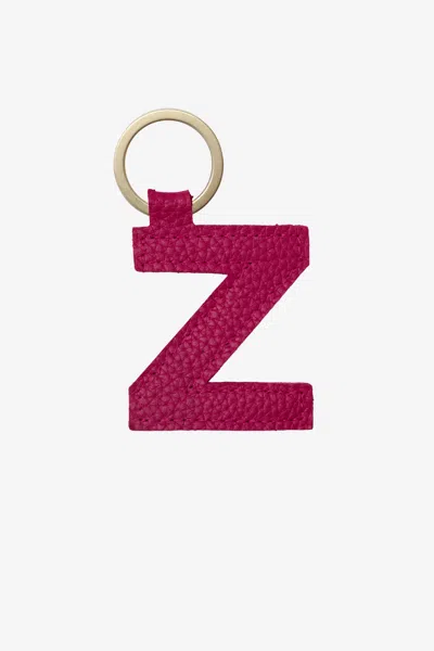 Los Angeles Apparel Rlh520 - Leather Alphabet Keychain In Z Raspberry