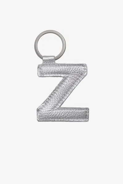 Los Angeles Apparel Rlh520 - Leather Alphabet Keychain In Z Silver Foil
