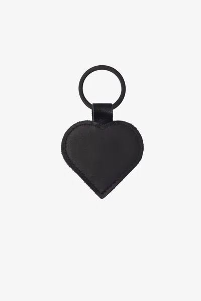 Los Angeles Apparel Rlh521 - Leather Heart Key Ring In Black