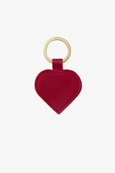 Los Angeles Apparel Rlh521 - Leather Heart Key Ring In Red