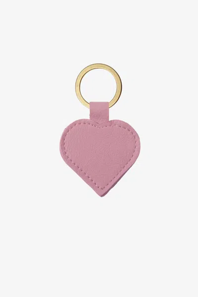 Los Angeles Apparel Rlh521 - Leather Heart Key Ring In Pink