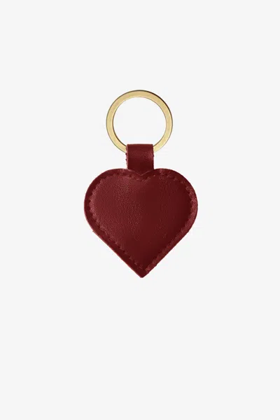 Los Angeles Apparel Rlh521 - Leather Heart Key Ring In Burgundy