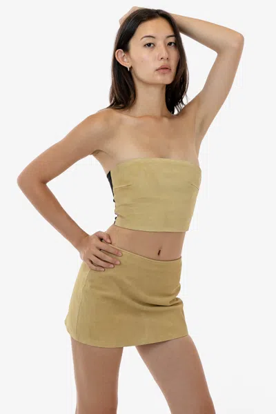 Los Angeles Apparel Rlh739 - Suede Micro Mini Skort In Neutral