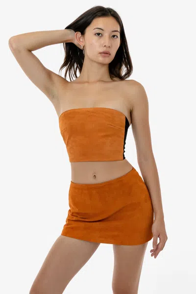 Los Angeles Apparel Rlh739 - Suede Micro Mini Skort In Orange
