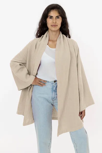 Los Angeles Apparel Rlin12gd - Linen Front Tie Cardigan In Natural