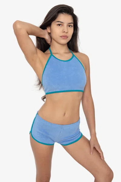Los Angeles Apparel Rlt3503 - Loop Terry Micro Running Short In Baby Blue/teal