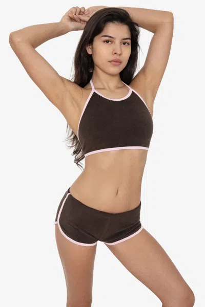 Los Angeles Apparel Rlt3503 - Loop Terry Micro Running Short In Brown/light Pink