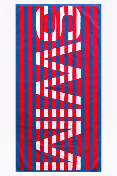 Los Angeles Apparel Rlt-towel - Heavyweight Loop Terry Towel In Red/white/blue Swim