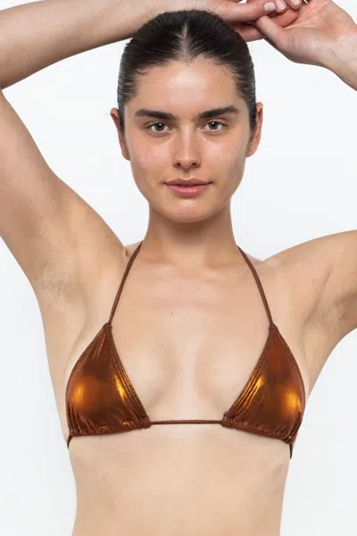 Los Angeles Apparel Rmh3003 - Shiny Matrix String Bikini Top In Orange