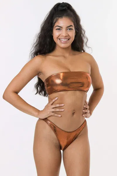 Los Angeles Apparel Rmh3009 - Shiny Matrix High Cut Bikini Bottom In Brown
