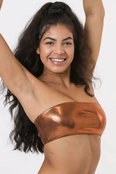 Los Angeles Apparel Rmh8393 - Shiny Matrix Tube Bikini Top In Brown