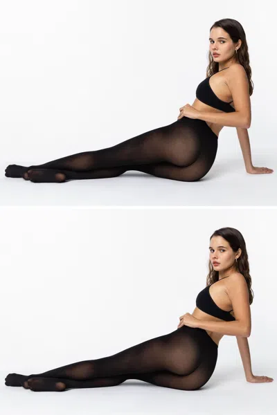 Los Angeles Apparel Rn040 - 40 Denier Classic Opaque Tights In Black