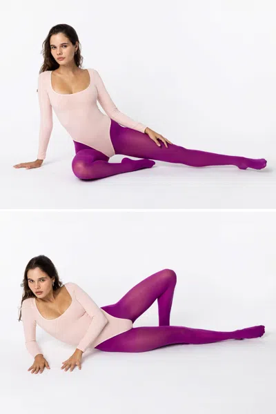 Los Angeles Apparel Rn040 - 40 Denier Classic Opaque Tights In Purple