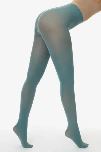 Los Angeles Apparel Rn040 - 40 Denier Classic Opaque Tights In Blue