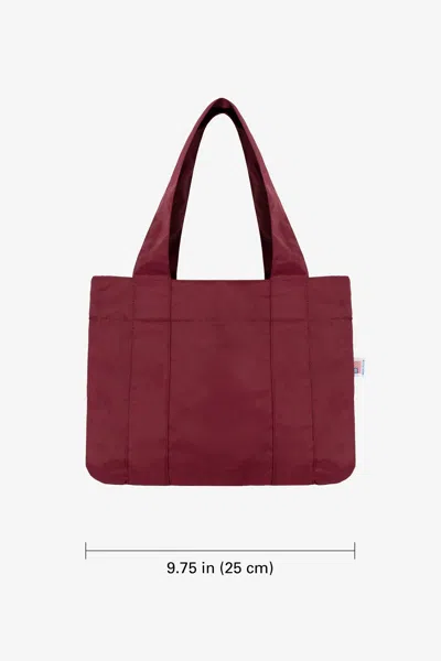 Los Angeles Apparel Rnb501 - Small Nylon Tote Bag In Burgundy/navy