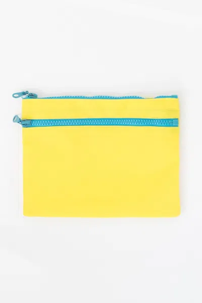 Los Angeles Apparel Rnb502 - Nylon Zippered Pouch In Yellow