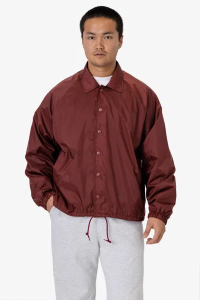 Los Angeles Apparel Rnf401 - Nylon Raglan Coaches Jacket In Burgundy