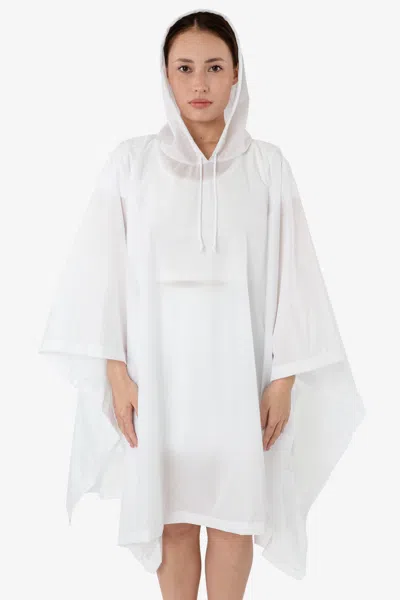 Los Angeles Apparel Rnf419 - Hooded Nylon Rain Poncho In White