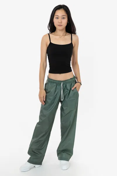 Los Angeles Apparel Rnf445 Unisex - Lightweight Nylon Taffeta Wide Leg Pant In Green