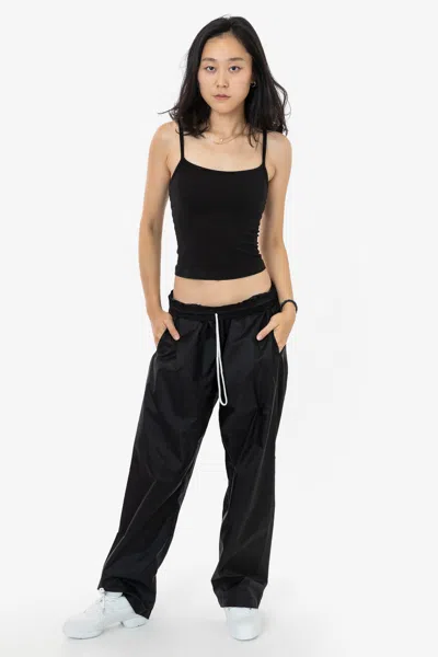 Los Angeles Apparel Rnf445 Unisex - Lightweight Nylon Taffeta Wide Leg Pant In Black