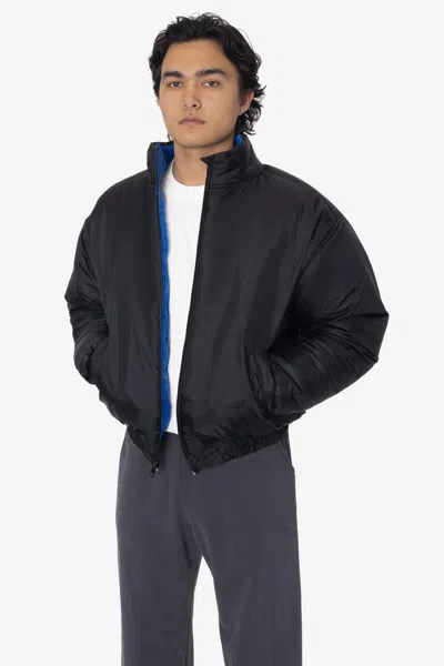 Los Angeles Apparel Rnf455 - Nylon Taffeta Puffy Winter Jacket In Black