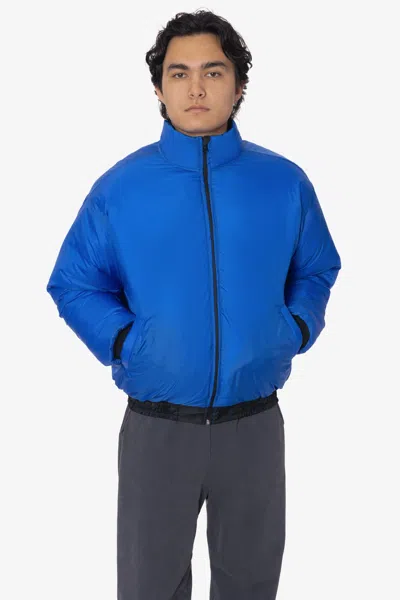 Los Angeles Apparel Rnf455 - Nylon Taffeta Puffy Winter Jacket In Blue