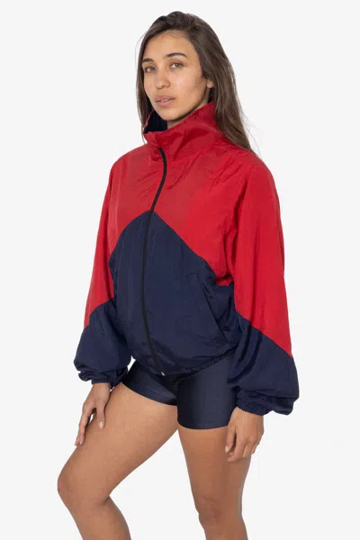 Los Angeles Apparel Rnf555c - Nylon Crinkle Zip-up Colorblock Windbreaker In Multi