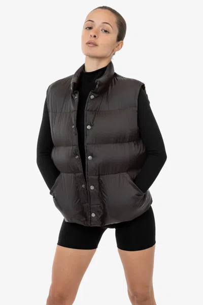 Los Angeles Apparel Rnfp400 - Nylon Puffer Vest In Black