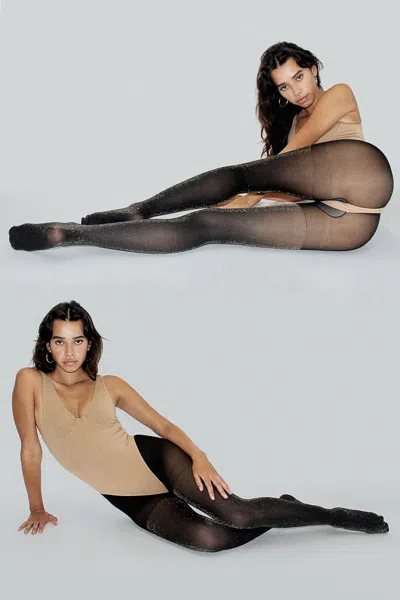 Los Angeles Apparel Rn-phspk - Sparkle Pantyhose In Black