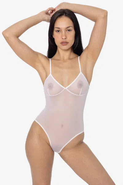 Los Angeles Apparel Rns112 - Micro Mesh Bra Bodysuit In White