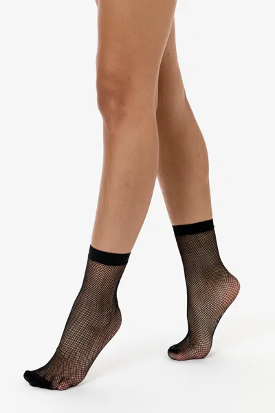 Los Angeles Apparel Rn-skfn - Fishnet Ankle Sock In Black