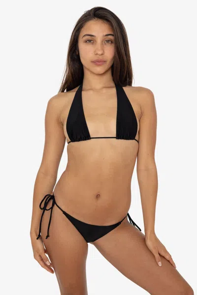 Los Angeles Apparel Rnt3044 - Nylon Tricot Low Rise Bikini Bottom In Black