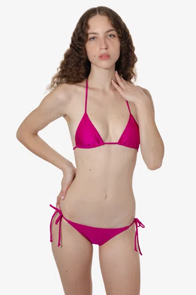Los Angeles Apparel Rnt3044 - Nylon Tricot Low Rise Bikini Bottom In Pink