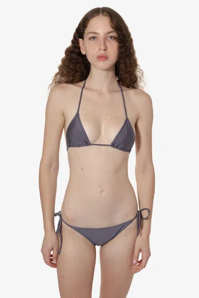 Los Angeles Apparel Rnt3044 - Nylon Tricot Low Rise Bikini Bottom In Gray