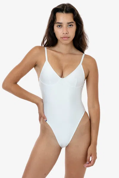 Los Angeles Apparel Rnt312 - Spaghetti Bra One Piece Bathing Suit In White