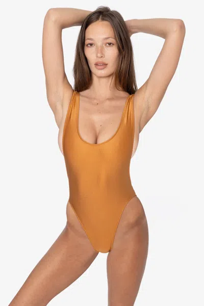 Los Angeles Apparel Rnt411 - Classic One Piece Bathing Suit In Orange
