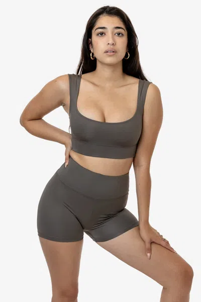 Los Angeles Apparel Rpl055 - Poly Interlock Squareneck Sport Top In Gray