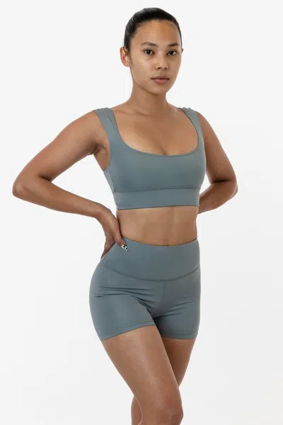 Los Angeles Apparel Rpl055 - Poly Interlock Squareneck Sport Top In Steel