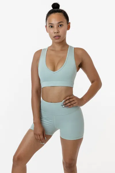 Los Angeles Apparel Rpl056 - Poly Interlock V-neck Sport Top In Blue
