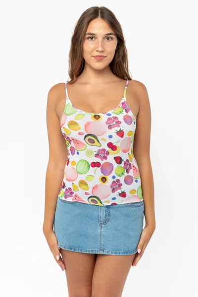Los Angeles Apparel Rpl3011p-x - Printed Poly Spandex Tear Drop Tank Top In White