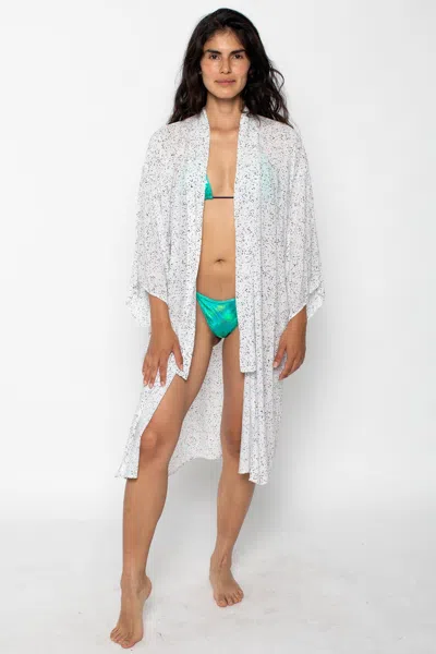 Los Angeles Apparel Rpr01 - Printed Rayon Kimono Robe In White