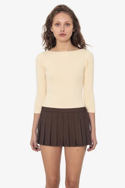 Los Angeles Apparel Rpr301 - Micro Mini Box Pleat Wrap Skirt In Brown