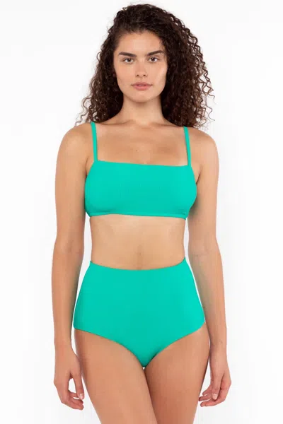 Los Angeles Apparel Rrs075 - The Ribbed Minimalist Crop Swim Top In Green