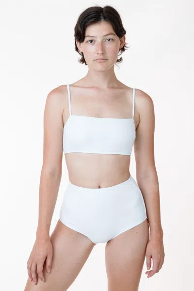 Los Angeles Apparel Rrs075 - The Ribbed Minimalist Crop Swim Top In White