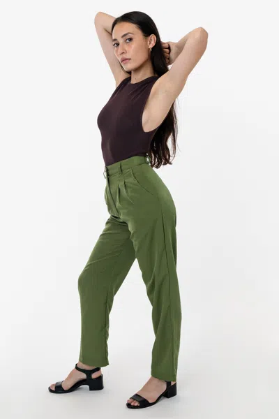 Los Angeles Apparel Rsapp350 - Poly Pleated Straight Leg Pant In Green