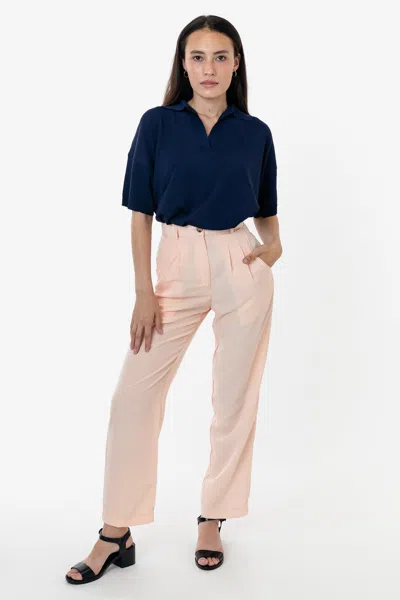 Los Angeles Apparel Rsapp350 - Poly Pleated Straight Leg Pant In Pink